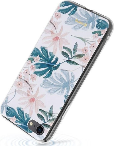Këllëf mbrojtës Crong Flower për iPhone SE 2020 8 7, model 01, transparent me lule