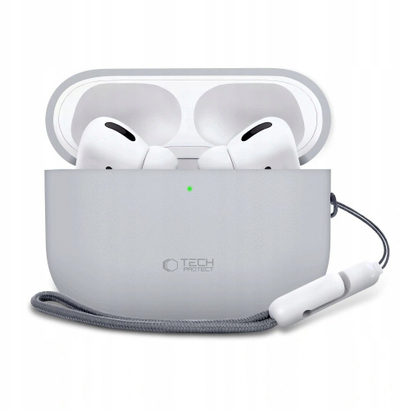 Mbrojtëse silikoni Tech-Protect për Apple AirPods Pro 3, kapak karikimi, gri