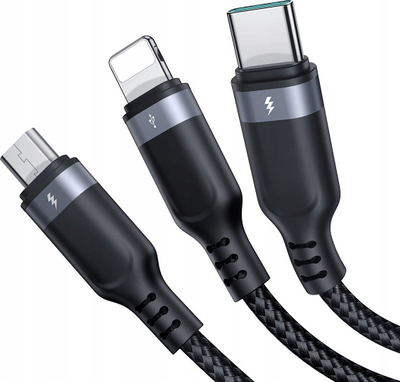 Kabllo 3 në 1 Joyroom Multi Use Series S 1T3018A18, Lightning USB C Micro USB, 1.2m, gri