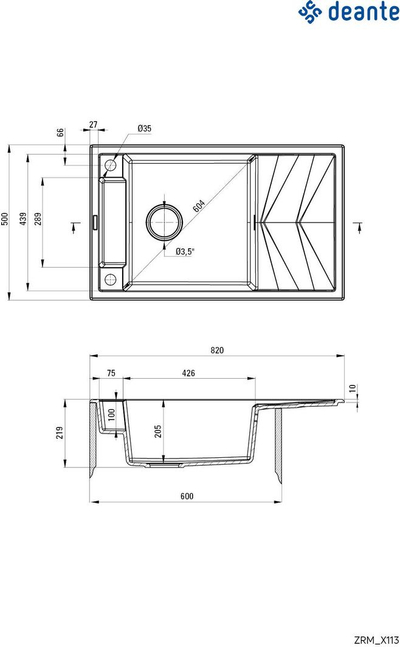 Lavaman Deante Magnetic, 600x820 mm, i bardhë