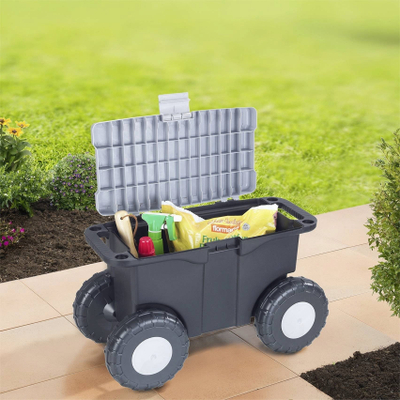 Karrocë kopshti Maximex Garden Cart XXL, ulëse me hapësirë ruajtjeje 15L, jeshile