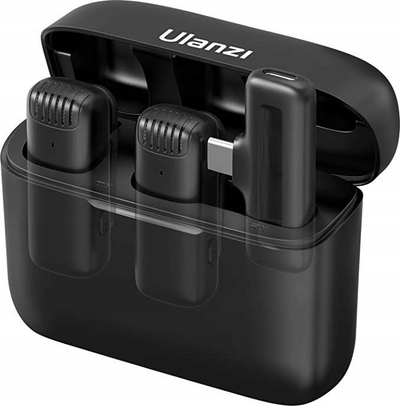 Mikrofon pa tela Ulanzi J12 SB7144, lavalier dyfishtë, USB C, i zi