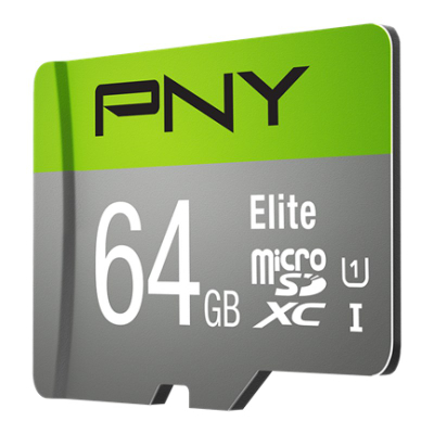 Kartë memorie MicroSD PNY Elite 64GB, Class 10 UHS I U1, gri jeshile