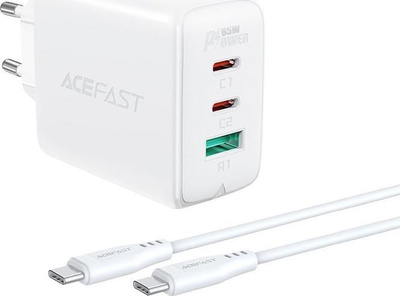 Karikues muri Acefast A13, 65W, 2x USB C 1x USB A, i bardhë