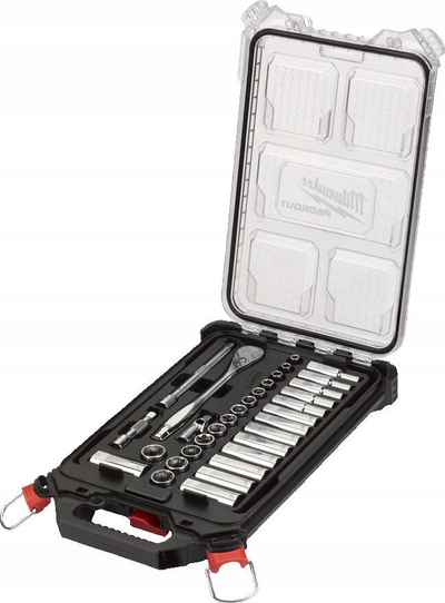 Set çelësa me goditje Milwaukee PACKOUT, 3/8", 32 copë, i zi