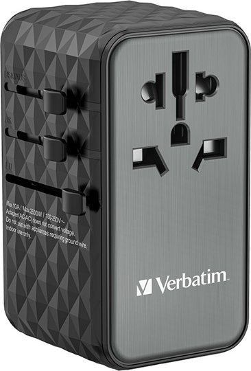 Adaptor udhëtimi Verbatim UTA-06 GaN III, universal, 100W, USB-C USB-A