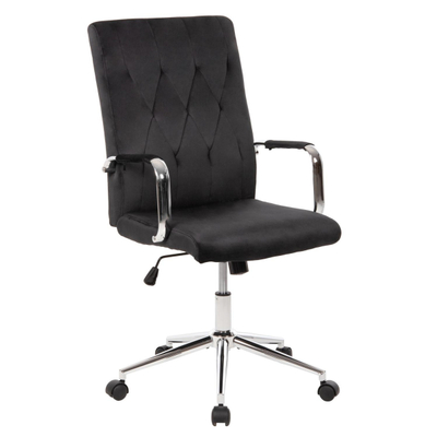 Karrige zyre Josef velur e zezë inox bazë 58×61×105–113 cm (HM1181.04), zezë