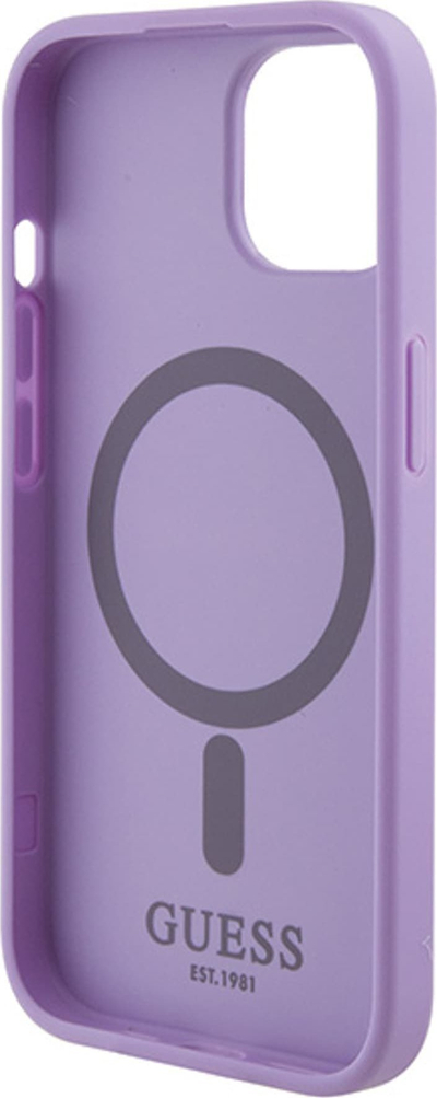Mbrojtëse telefoni Guess Saffiano MagSafe për iPhone 16 6.1", hardcase, lejla