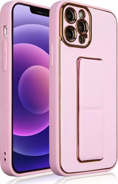 Kapak silikoni me këmbëz New Kickstand Case për iPhone 12 Pro, TPU, me stand, rozë