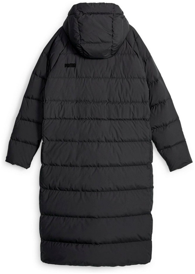 Pallto me pupla Puma Long Hooded Down Coat, e gjatë, me kapuç, e zezë, XS
