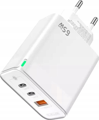 Karikues muri GaN 65W, 2x USB‑C, USB‑A, me kabllo USB‑C
