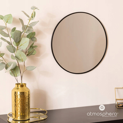 Pasqyrë rrethore Atmosphera Alice, 38cm, metal, e zezë