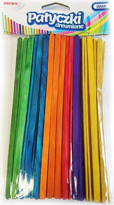Shkopinj druri kreativë BREWIS, 17.8cm, 80 copë, shumëngjyrëshe
