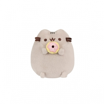 Lodër pelushi Pusheen ulur me donut, 10 cm, gri