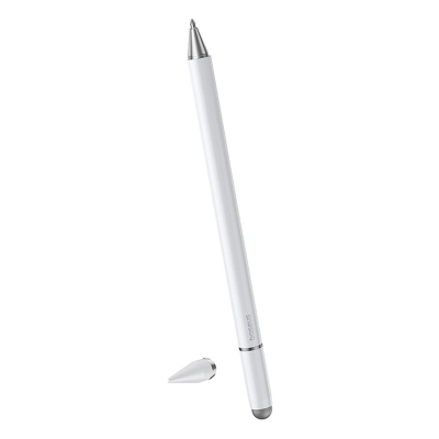 Stilolaps touchscreen Baseus 3 në 1, universal për telefon e tablet, i argjendtë