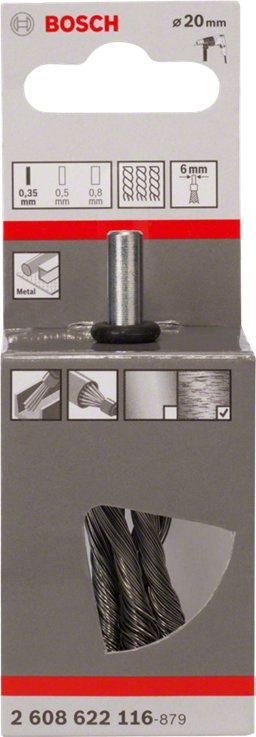 Furre lapsi me tel Bosch 2608622116, diametër 19mm, shank 6mm, tel çeliku
