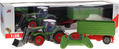 Lodër traktor me telekomandë Shuchuang Farm Tractor, 1:28, me rimorkio, jeshil