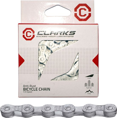 Zinxhir biçiklete Clarks Anti Rust, 5-7 shpejtësi, 116 hallka, argjendtë