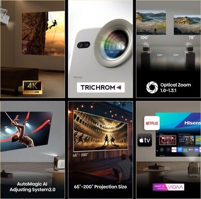 Projektor Hisense M2 Pro, portativ, rezolucion i lartë, argjendtë