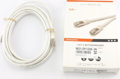 Kabllo rrjeti Vivanco Cat 6, 5m, e bardhë