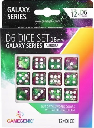 Set zare Gamegenic Galaxy Series Aurora, 12 copë, 16 mm, jeshile vjollcë