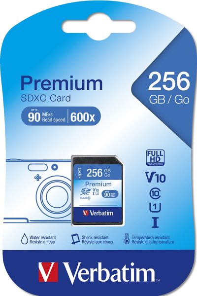 Kartë memorje Verbatim Premium, 256GB, SDXC UHS I Class 10