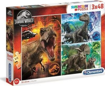 Lodër puzzle Clementoni Jurassic World, 3x48 elemente