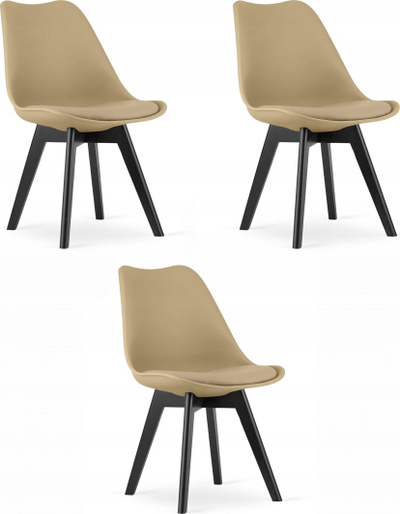 Set karrigesh Leobert MARK, 3 copë, eco-leather, bezhë e errët me këmbë të zeza