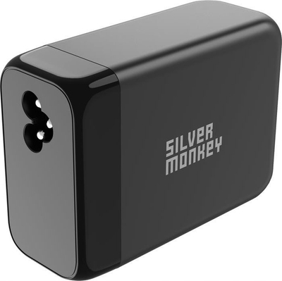 Karikues GaN Silver Monkey SMA155, 200W, 3x USB-C PD, USB-A QC 3.0, i zi