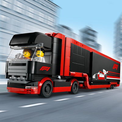 Lodër LEGO City F1 Truck with RB20 and AMR24 Cars, set ndërtimi, shumëngjyrëshe
