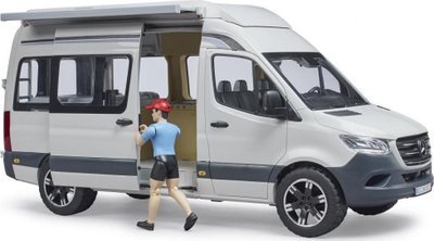 Lodër furgon kampingu Bruder Mercedes Benz Sprinter, shkallë 1/16, me figurë shoferi, i bardhë