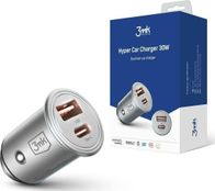 Karikues makine 3MK Hyper Car Charger, 30W, 2 porta USB USB C, argjendtë