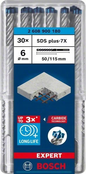 Set shirbela betoni Bosch Expert 7X, SDS Plus, 6mm 115mm, set 30 copë