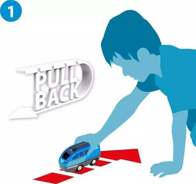 Lodër tren Brio World Pull Back Train, pa bateri, me magnet, blu