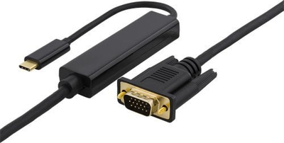 Kabllo video Deltaco USB-C në VGA, 5m, QWXGA 2048x1152 60Hz, i zi