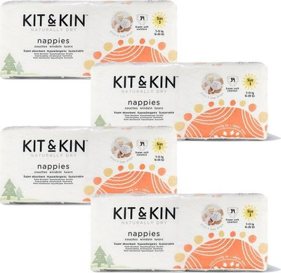 Pelenat ekologjike Kit &amp; Kin, masa 3, hypoallergjike, 6-10 kg, të bardha