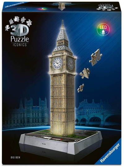 Puzzle 3D Ravensburger Light up Big Ben, 235 pjesë, me drita LED, shumëngjyrësh