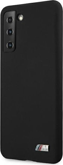 Futrollë telefoni BMW për Samsung Galaxy S21, silikoni, logo metalike M, e zezë
