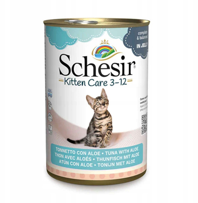 Konservë për këlyshë mace Schesir Kitten, ton me aloe, 140g