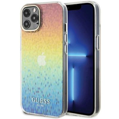 Kapak telefoni Guess IML Faceted Mirror Disco, për iPhone 12 12 Pro, 6.1", shumëngjyrësh