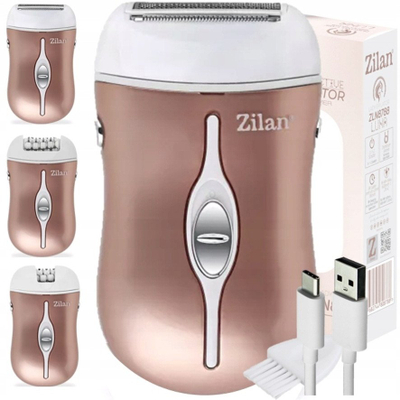 Epilator Zilan ZLN8788, rikarikues me USB, portativ, rozë metalike