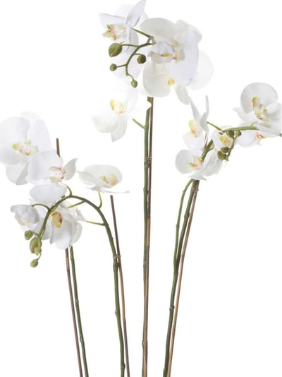 Lule artificiale Emerald Phalaenopsis, 90 cm, me myshk, e bardhë