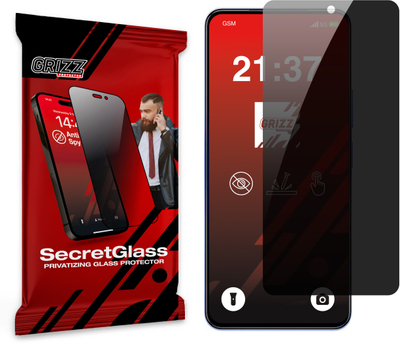 Xham mbrojtës GrizzGlass Matte SecretGlass për Vivo iQOO Z10x, privatësi, i zi