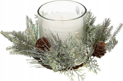 Qiri dekorativ Atmosphera Christmas Candle With Arrangement, 210 g, në gotë, i bardhë