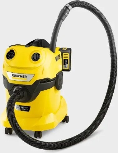 Fshesë me ujë dhe pluhur Kärcher WD 4-18 Dual Battery Set, 20L, pa kabllo, e verdhë