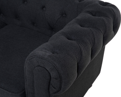 Divan me stof Beliani Chesterfield, 3 vende, gri grafit