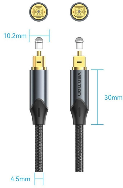 Kabllo audio optike Vention BAVBJ, 5m, alumin, e zezë