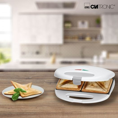 Sanduiçier Clatronic ST 3477, 750W, pllakë jo ngjitëse, e bardhë