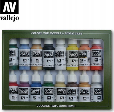 Set boje akrilike Vallejo Model Color, 16 ngjyra, 17 ml