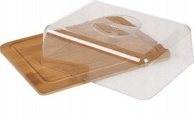 Dërrasë servirjeje Berretti BR8204, bambu me kupolë plastike, 24x18.5cm, transparente